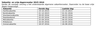 Vakantierooster 2015-2016