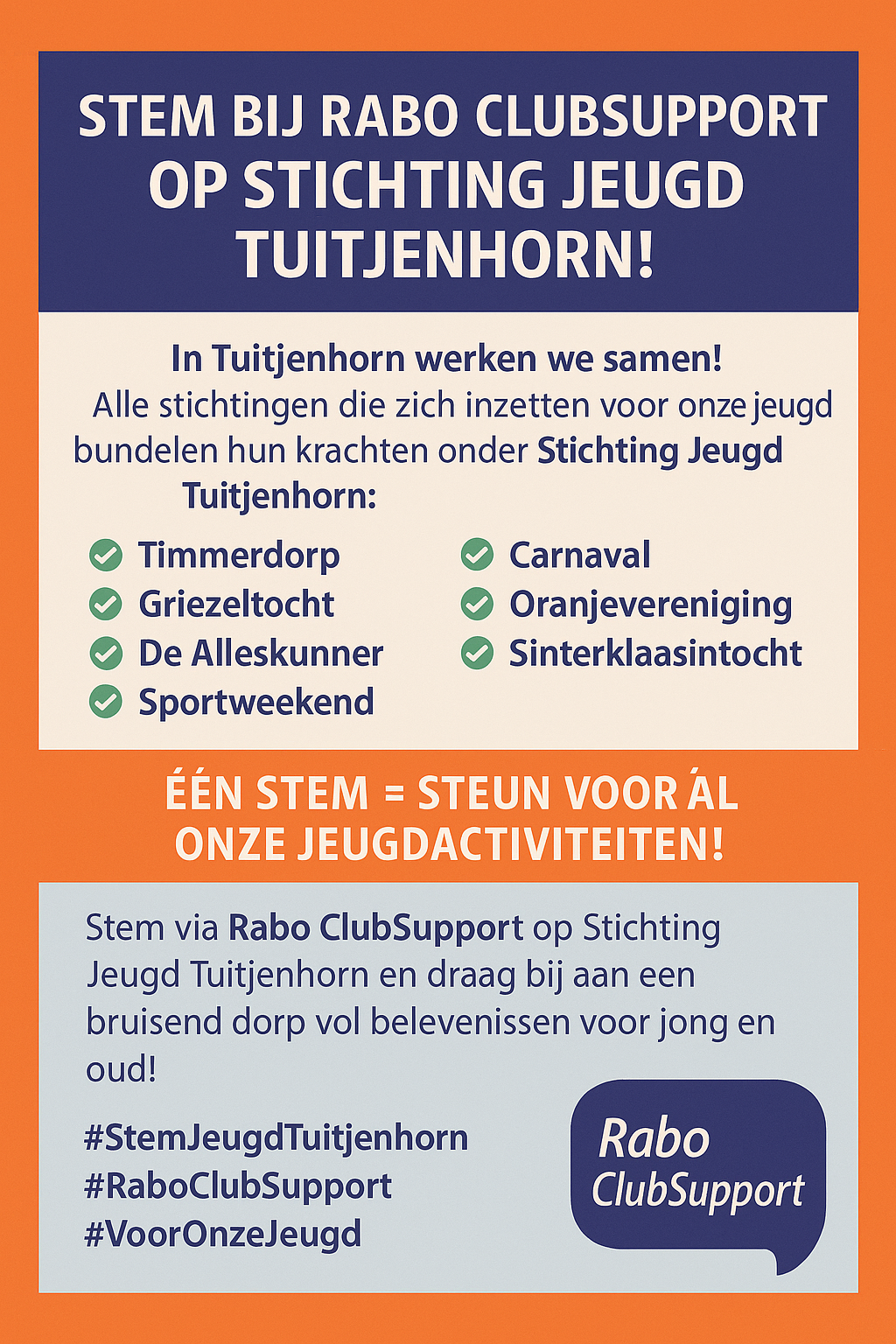 Tuitjenhorn bundelt haar krachten; u steunt ons toch ook!?