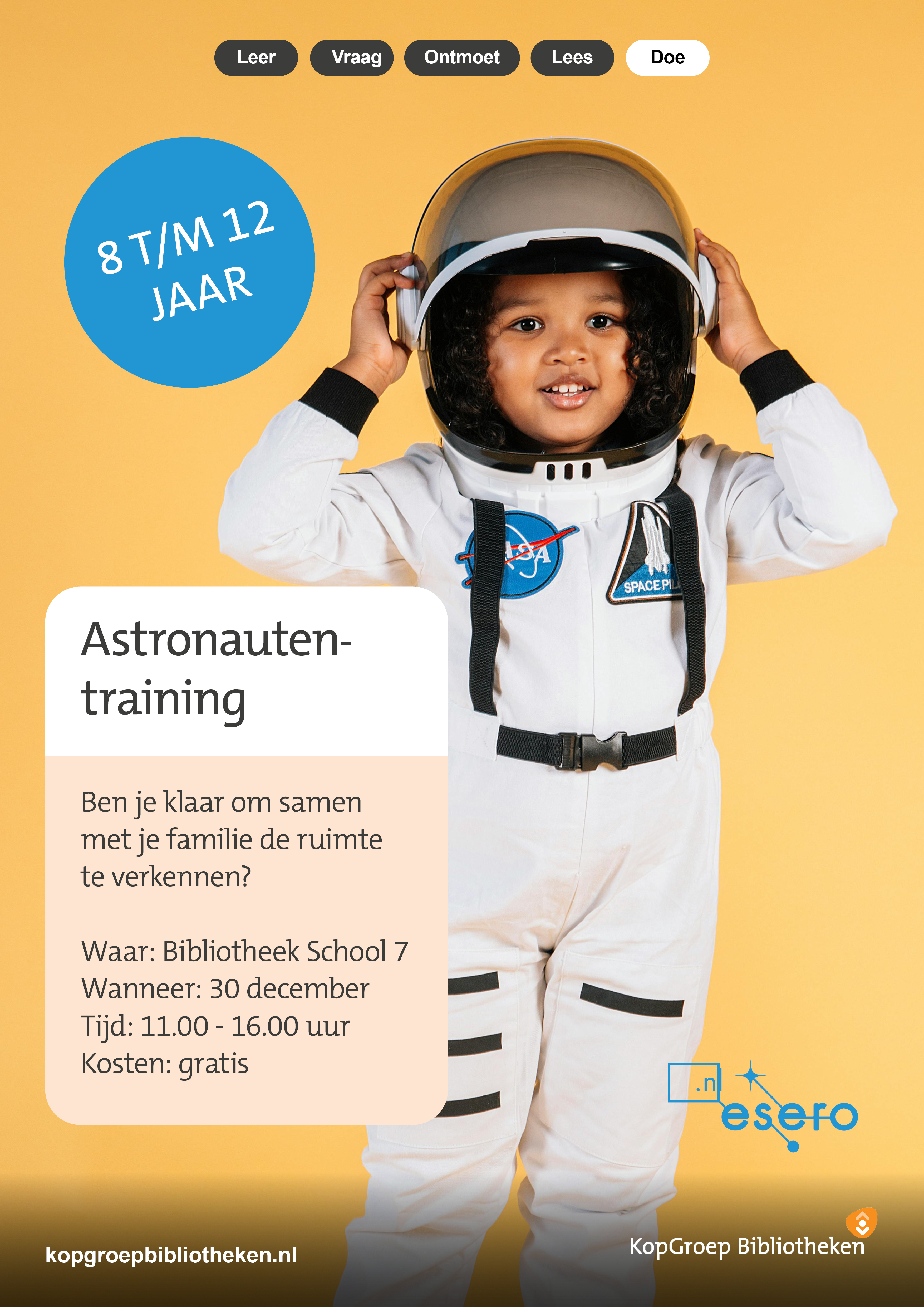 families reizen als astronaut door de ruimte
